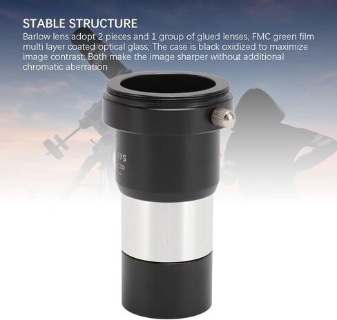 Diyeeni 2X Barlow Lens, Multi Coated Barlow Lens with Dust Cover, M42x0.75mm Male Thread, M28.6x0.6mm Female Thread, for 1.25in Astronomical Telescope Eyepieces in Saudi Arabia
