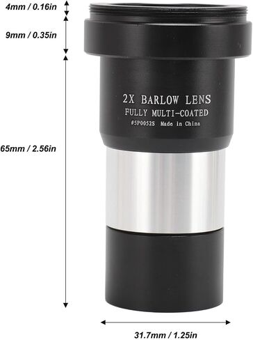 Diyeeni 2X Barlow Lens, Multi Coated Barlow Lens with Dust Cover, M42x0.75mm Male Thread, M28.6x0.6mm Female Thread, for 1.25in Astronomical Telescope Eyepieces in Saudi Arabia