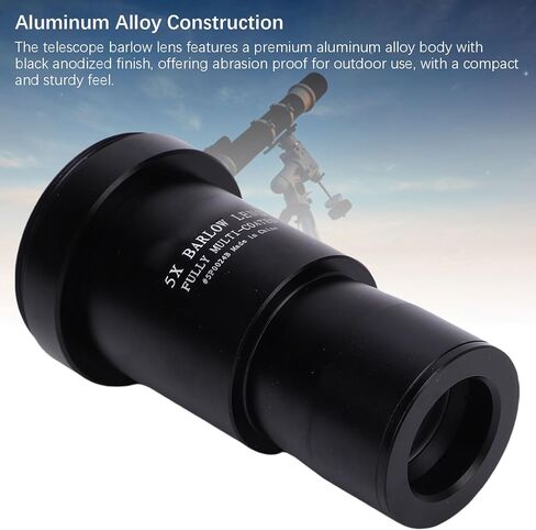 Diyeeni 1.25 Inch 5X Barlow Lens, Multi Layer Broadband Green Coated Lens, Fully Metal Astronomical Telescope Accessory with M42x0.75mm T Thread in Saudi Arabia