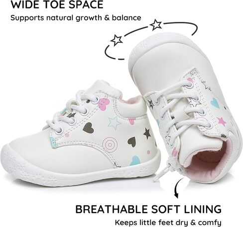 أحذية Blikcon Baby First Walker - أحذية للرضع بنعل ناعم مع سحاب جانبي وبطانة مريحة، صندوق عريض عند الأصابع للمشي المبكر (6-24 شهرًا) in Kuwait