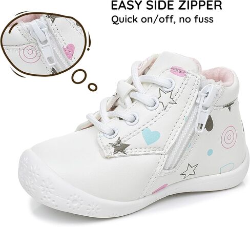 أحذية Blikcon Baby First Walker - أحذية للرضع بنعل ناعم مع سحاب جانبي وبطانة مريحة، صندوق عريض عند الأصابع للمشي المبكر (6-24 شهرًا) in Kuwait