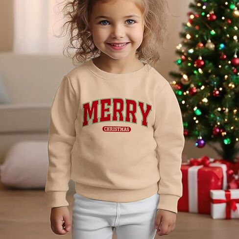 ملابس عيد الميلاد للأطفال الصغار والبنات والصبيان، سويت شيرت كاجوال بياقة دائرية وأكمام طويلة in Saudi Arabia