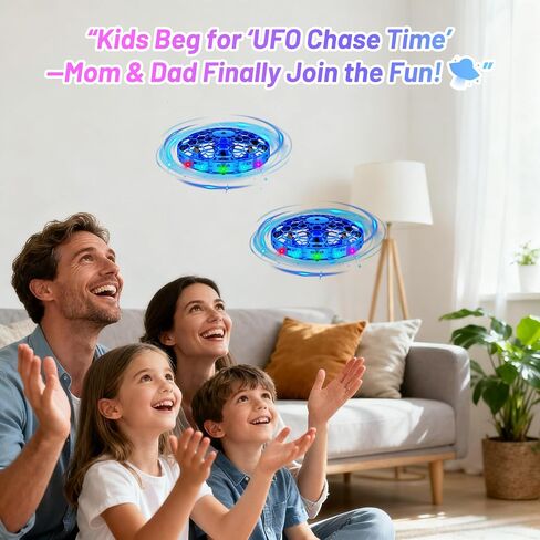 لعبة طائرة بدون طيار صغيرة تعمل يدويًا 2025 للأطفال، كرة UFO الطائرة، دوران 360 درجة وأضواء LED مبهرة، ألعاب رائعة للأطفال بعمر 6 7 8 9 10 11 12+ للأولاد والبنات في سن 12 عامًا (أزرق) in Kuwait