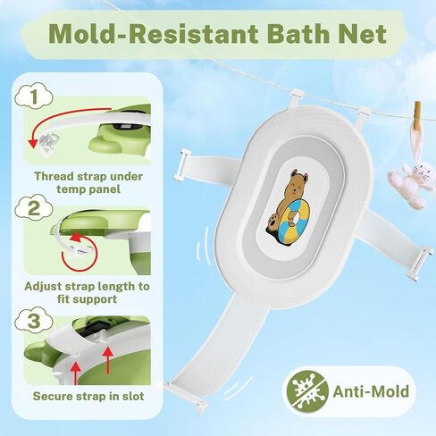 AVIDOR Baby Bathtub,Collapsible Bathtub for Newborn to Toddler,Durable Essential Infant Bath Tub,Portable Travel Baby Tub with Soft Cushion,No-Slip Hanging and Detachable(Grey) in Saudi Arabia