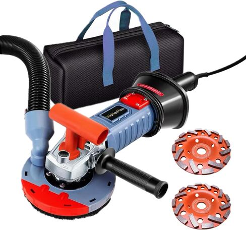 5 Inch Concrete Planer 1500W with Dust Extraction Shroud and Diamond Cup Wheel, Floor Carpet Vinyl & Tile Adhesive Removal Machine (With x2 Grinding Wheel) in Saudi Arabia
