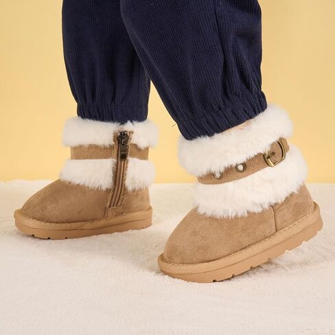 Newsonet Baby Snow Winter Boots Girls Boys Cold Weather Faux Fur Shoes 6 9 12 18 24 Months in Kuwait