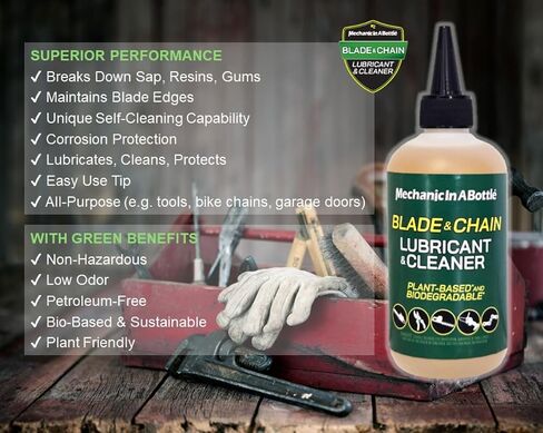 Mechanic in A Bottle Blade & Chain Shield: Advanced Bio-Lubricant Cleaner - Plant-Based, Biodegradable, Penetrating Protection for Tools, Bike Chains, Garage Doors, Saws & More, 8 oz in Saudi Arabia