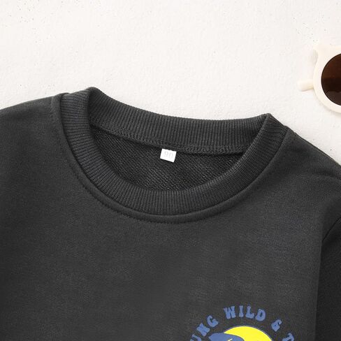 MODNTOGA Toddler Boy Young Wild Three Sweatshirt Cute Face Graphic Birthday Shirt Long Sleeve Funny Print Pullover Bday Tops in Saudi Arabia