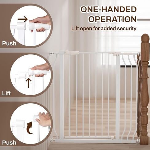 ELEVON Baby Gate for Stairs Doorways, Safety Pet Gate with Auto-Close/Hold-Open Features, Fits Openings 29.1" to 38.5", 36" Tall, Easy Pressure Mounted Walk Through Baby Dog Gate, White in Saudi Arabia