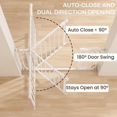 ELEVON Baby Gate for Stairs Doorways, Safety Pet Gate with Auto-Close/Hold-Open Features, Fits Openings 29.1" to 38.5", 36" Tall, Easy Pressure Mounted Walk Through Baby Dog Gate, White in Saudi Arabia