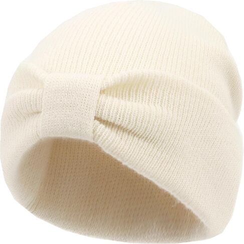 Baby Beanie with Cute Bow Infant Toddler Cuffed Beanies Winter Warm Infant Hat Newborn Winter Hat in Saudi Arabia