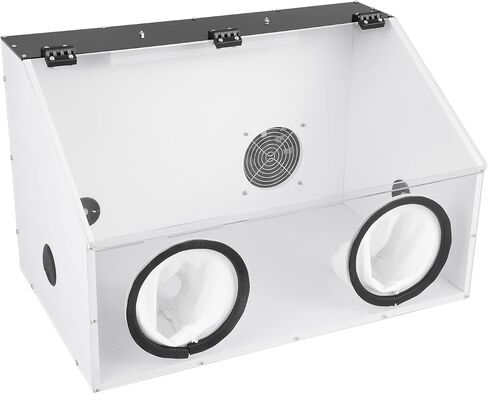 Fully Enclosed Electric Grinding Table Polisher Acrylic Cover Dust Box with Acrylic Cover, LED Light & Blower High Transparent Dust Electric Acrylic Cover Dustproof Box (2 Hole) in Kuwait