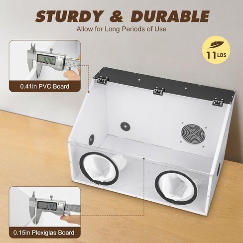 Fully Enclosed Electric Grinding Table Polisher Acrylic Cover Dust Box with Acrylic Cover, LED Light & Blower High Transparent Dust Electric Acrylic Cover Dustproof Box (2 Hole) in Kuwait