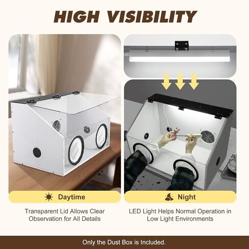 Fully Enclosed Electric Grinding Table Polisher Acrylic Cover Dust Box with Acrylic Cover, LED Light & Blower High Transparent Dust Electric Acrylic Cover Dustproof Box (2 Hole) in Kuwait