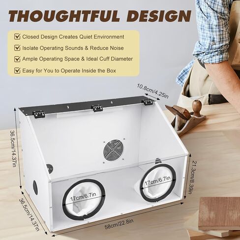 Fully Enclosed Electric Grinding Table Polisher Acrylic Cover Dust Box with Acrylic Cover, LED Light & Blower High Transparent Dust Electric Acrylic Cover Dustproof Box (2 Hole) in Kuwait