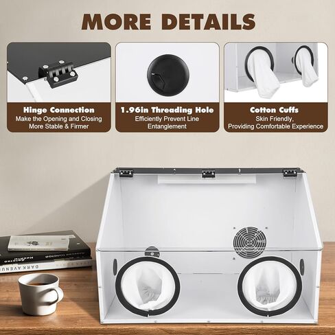 Fully Enclosed Electric Grinding Table Polisher Acrylic Cover Dust Box with Acrylic Cover, LED Light & Blower High Transparent Dust Electric Acrylic Cover Dustproof Box (2 Hole) in Kuwait