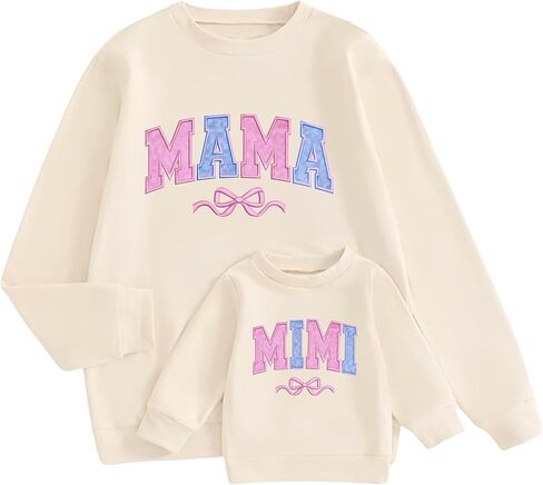 Mommy and Me Matching Outfits Crewneck Long Sleeve Pullover Tops Cute Family Matching Shirt in Saudi Arabia