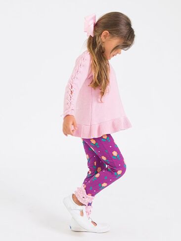 RuffleButts Girls Ruffle Hem Lace Up Sweater in Saudi Arabia