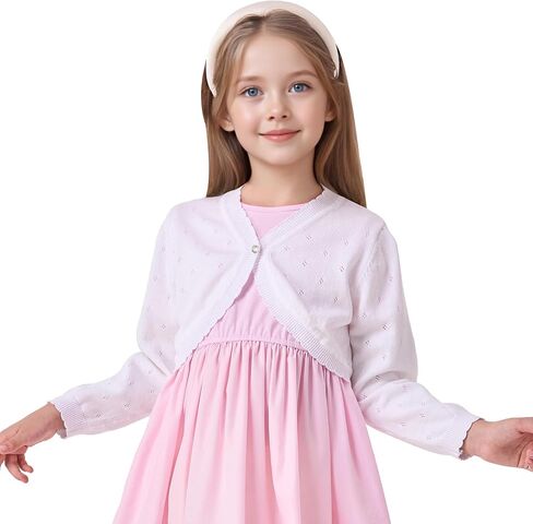 Girls Cardigan Toddler Baby Bolero Shrug Sweater Knit Crop Jacket Long Sleeve Button Closure in Saudi Arabia