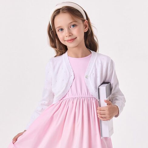 Girls Cardigan Toddler Baby Bolero Shrug Sweater Knit Crop Jacket Long Sleeve Button Closure in Saudi Arabia