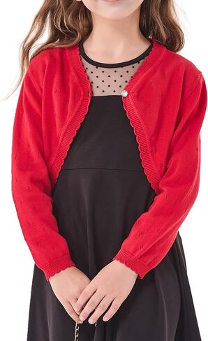 Girls Cardigan Toddler Baby Bolero Shrug Sweater Knit Crop Jacket Long Sleeve Button Closure in Saudi Arabia