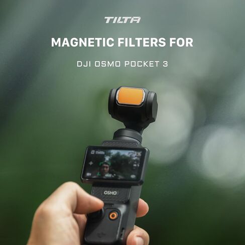 فلتر مستقطب دائري Tilta متوافق مع DJI Osmo Pocket 3 - يحد من الانعكاسات والوهج للحصول على ألوان نابضة بالحياة | أداة مغناطيسية | زجاج بصري فائق النحافة للصور والفيديو in Kuwait