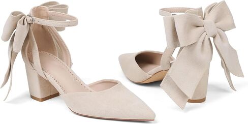 حذاء نسائي أسود بمقدمة مدببة وحزام الكاحل وكعب عالي مكتنز فستان الزفاف in Kuwait