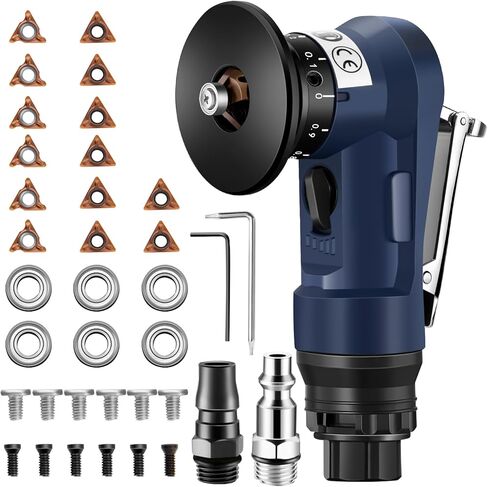 2 in 1 Pneumatic Chamfering Tool - Mini Air Chamfer Tool for C & R Deburring, 45° Arc Corner Beveling Machine for Metal, Acrylic, Wood (Black) in Saudi Arabia