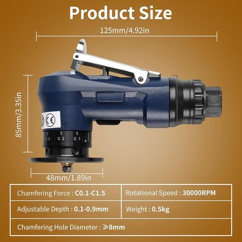 2 in 1 Pneumatic Chamfering Tool - Mini Air Chamfer Tool for C & R Deburring, 45° Arc Corner Beveling Machine for Metal, Acrylic, Wood (Black) in Saudi Arabia