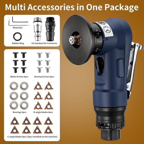 2 in 1 Pneumatic Chamfering Tool - Mini Air Chamfer Tool for C & R Deburring, 45° Arc Corner Beveling Machine for Metal, Acrylic, Wood (Black) in Saudi Arabia
