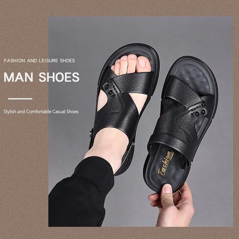 Men's Athletic Hiking Walking Sandals Non-Slip Water Resistant Lightweight Comfortable Beach Shoes, Men's Leather Sport Sandals, Breathable Waterproof Outdoor Athletic in Saudi Arabia