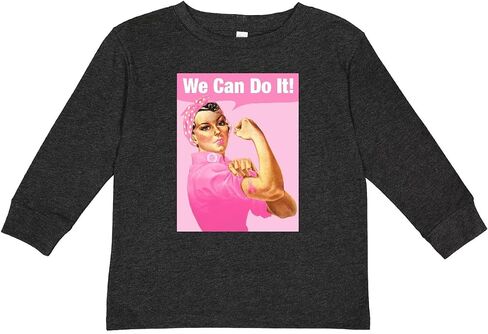 تي شيرت Inktastic Rosie Riveter Cancer Tattoo للأطفال الصغار بأكمام طويلة in Kuwait