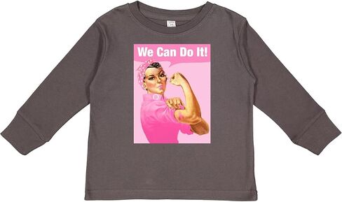 تي شيرت Inktastic Rosie Riveter Cancer Tattoo للأطفال الصغار بأكمام طويلة in Kuwait