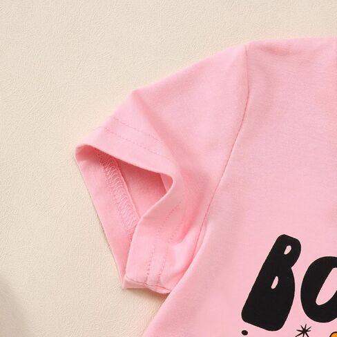 KEKEMI طفل فتاة هالوين شبح تي شيرت جرافيك طفلة اليقطين قميص قصير الأكمام بو طباعة حفلة الهالوين تي شيرت in Kuwait