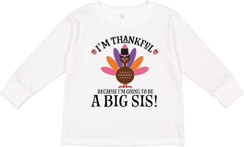 inktastic Thanksgiving Big Sis Announcement Turkey Toddler Long Sleeve T-Shirt in Saudi Arabia