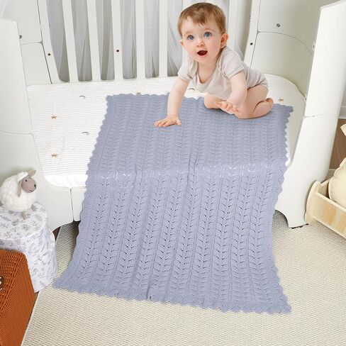 Neiwech Cotton Baby Blanket Knit Soft Cozy Lightweight Stroller Crib Nursery Receiving Swaddling Blankets for Infants Newborn Boys Girls Pink 30x40 Inch in Kuwait