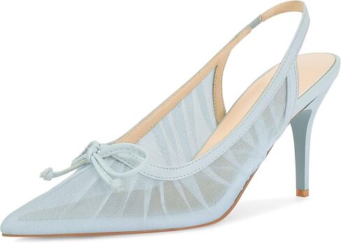 Slingback Heels for Women Pointed Toe Mesh Stiletto Heels With Bow Tie Wedding Party Bride Dress Pumps Shoes in Saudi Arabia