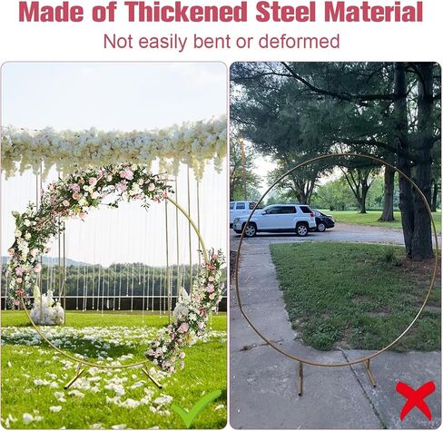 7 Ft Round Wedding Arch Stand with Metal Base for Flower Balloon Decoration, Circle Backdrop Stand Frame for Ceremony, Birthday Party, Baby Shower, Black in Saudi Arabia