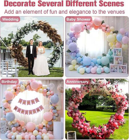 7 Ft Round Wedding Arch Stand with Metal Base for Flower Balloon Decoration, Circle Backdrop Stand Frame for Ceremony, Birthday Party, Baby Shower, Black in Saudi Arabia