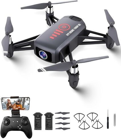 Drones for Kids 8-12, Drone with Camera, 1080P FPV Mini Drones for kids 8-12 and Adults, 2 Batteries, Altitude Hold, Headless Mode, 360°Flip, Gravity Control, Gestures Selfie, 3 Speed Mode, Drone Gift Toy for Boys Grey in Saudi Arabia