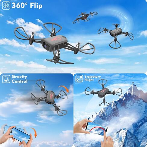 Drones for Kids 8-12, Drone with Camera, 1080P FPV Mini Drones for kids 8-12 and Adults, 2 Batteries, Altitude Hold, Headless Mode, 360°Flip, Gravity Control, Gestures Selfie, 3 Speed Mode, Drone Gift Toy for Boys Grey in Saudi Arabia