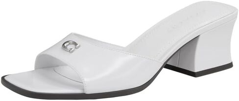Coach Women's Sculpted C Block Heel Sandal Heeled, Optic White, 9 in Saudi Arabia