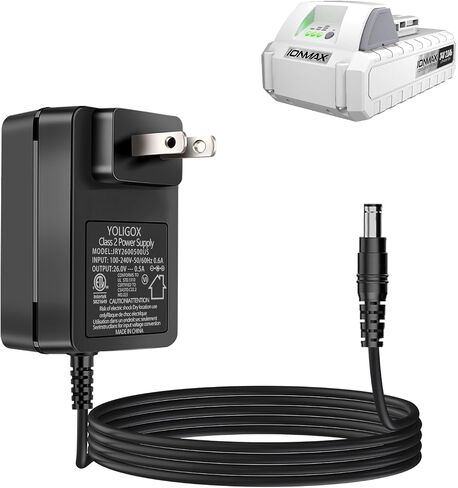 شاحن سريع 24 فولت متوافق مع بطارية ليثيوم أيون Snow Joe&Sun Joe 24 فولت، 24VCHRG-QC iON+ شاحن لموديلات بطاريات سلسلة iBAT24 و24VBAT، iBAT24-LT، iBAT24-XR، 24VBAT-LTE، محول تيار متردد 24VBAT-XR in Kuwait