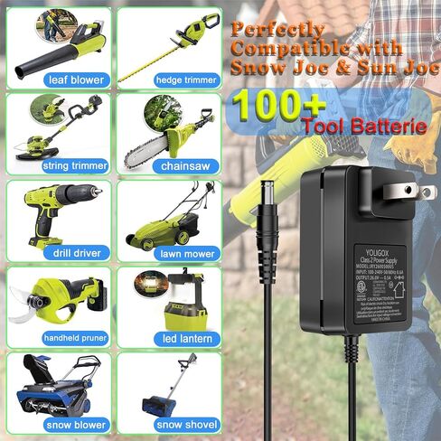 شاحن سريع 24 فولت متوافق مع بطارية ليثيوم أيون Snow Joe&Sun Joe 24 فولت، 24VCHRG-QC iON+ شاحن لموديلات بطاريات سلسلة iBAT24 و24VBAT، iBAT24-LT، iBAT24-XR، 24VBAT-LTE، محول تيار متردد 24VBAT-XR in Kuwait