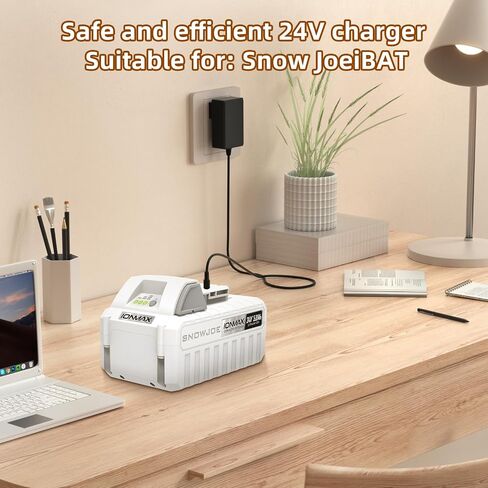 شاحن سريع 24 فولت متوافق مع بطارية ليثيوم أيون Snow Joe&Sun Joe 24 فولت، 24VCHRG-QC iON+ شاحن لموديلات بطاريات سلسلة iBAT24 و24VBAT، iBAT24-LT، iBAT24-XR، 24VBAT-LTE، محول تيار متردد 24VBAT-XR in Kuwait