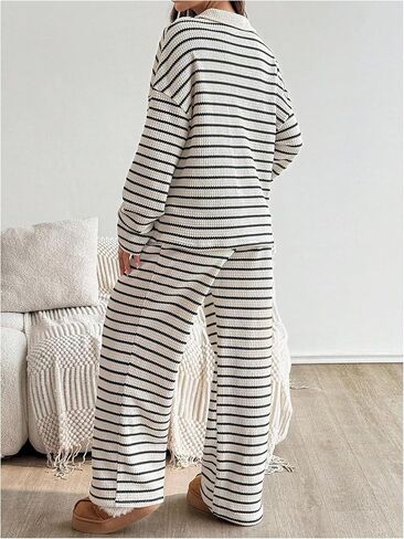 Verdusa Women Maternity Sets 2 Piece Striped Outfits Long Sleeve Sweatshirt with Lounge Pants Comfy Clothes in Saudi Arabia