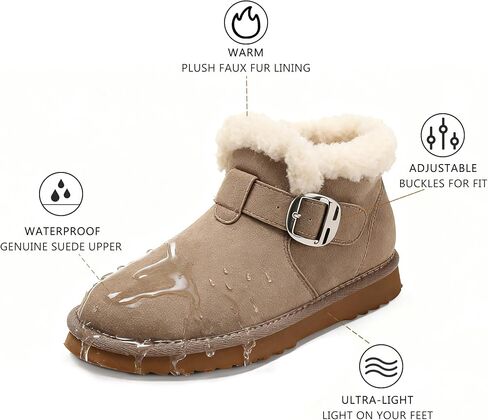 WOJWSKI Snow Boots for Women Suede Anti-Slip Warm Fur Lined Women's Winter Ankle Booties Waterproof Outdoor Boots Comfortable Shoes in Kuwait