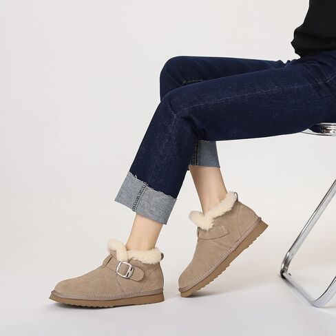 WOJWSKI Snow Boots for Women Suede Anti-Slip Warm Fur Lined Women's Winter Ankle Booties Waterproof Outdoor Boots Comfortable Shoes in Kuwait