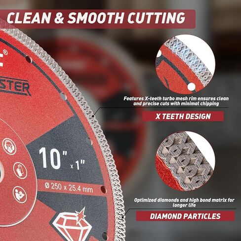 EZARC 10 Inch Diamond Saw Blade, 1" Arbor with 5/8" Brass Washer Adapter, Super Thin Tile Blade for Angle Grinder, Smooth Cutting for Porcelain Ceramic Granite Marble (1-Pack) in Saudi Arabia