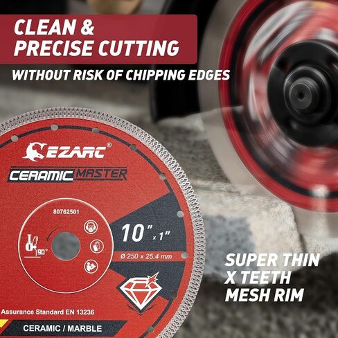 EZARC 10 Inch Diamond Saw Blade, 1" Arbor with 5/8" Brass Washer Adapter, Super Thin Tile Blade for Angle Grinder, Smooth Cutting for Porcelain Ceramic Granite Marble (1-Pack) in Saudi Arabia